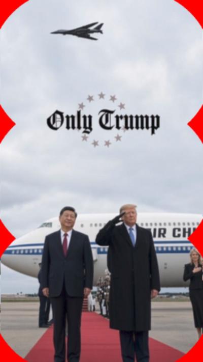 President Xi and President Trump on a red carpet. 