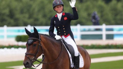 Rosalind Canter on Lordships Graffalo while competing at the Paris 2024 Olympics